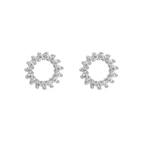 Sonnenblumen form Funkelnde Zirkonia 925 Sterling Silber Mode Stud O Donut Ohrringe für Frauen Feiner Hochzeits schmuck