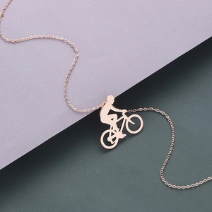 Bicicletta equitazione ciclismo uomo collana figura Bike Rider collana gioielli sportivi regalo collana a catena in acciaio inossidabile maschile - Product Image 4