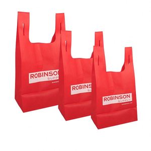 Sacs écologiques biodégradables pour supermarché avec poignée découpée, sans plastique, sacs non tissés de remerciement pour boutique - Product Image 4