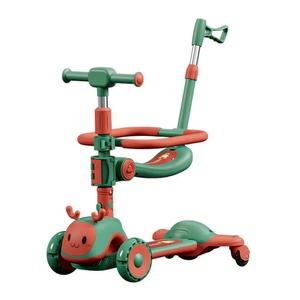 Trottinette pliable 3 en 1 <span class=keywords><strong>pour</strong></span> bébé, hauteur réglable, 3 roues en PU, avec siège et poignée de poussée <span class=keywords><strong>pour</strong></span> enfants - Product Image 1