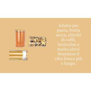 Wikoro Juego de Recipientes de Vidrio de Borosilicato de Diseño Minimalista con Tapas de Bambú, Sellado Hermético, para Almacenamiento de Alimentos en la Cocina, Hecho en Italia - Product Image 5