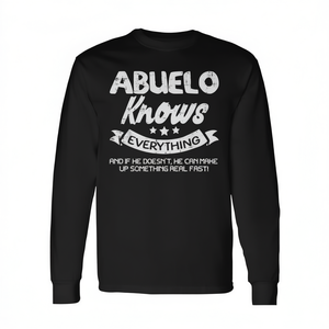 Abuelo sait tout, t-shirt à manches longues pour adulte, col rond, unisexe, cadeau pour grand-père espagnol, pour la fête des pères, réunion de famille - Product Image 2