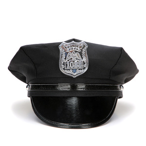 Chapeau à huit branches à paillettes noires pour costumes d'halloween pour adultes en cuir PU Performance de scène de policier - Product Image 6