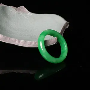 Wholesale High Quality Burmese Natural Green Jade Ring 15-22mm Inner Diameter Hand Carved Crafts Gifts For Men And Women