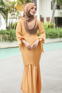 SIPO Abaya ชุดเดรสกระโปรงบานยาวของผู้หญิง,ชุดเดรสกระโปรงผ้าไหมทรงนางเงือกสไตล์ยาวสีล้วนอาบายาแบบเรียบง่ายสำหรับผู้หญิง - Product Image 2