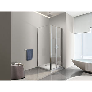 LANERI Coffre de douche d'angle mural fixe Type berline Porte articulée 6 mm réversible MESURE 77.5-80 PANNEAU + PORTES 107-110 - Product Image 1