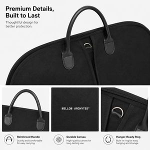 Sac de transport de luxe en toile pour vêtements, housse anti-poussière zippée portable grande capacité pour costumes, voyages d'affaires, mariages et vestes de cérémonie - Product Image 3