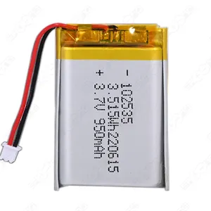 Oem odm סוללות נטענות ליתיום-פולימר 950mah 2000mah 3.7v סוללת ליתיום פולימר 102535