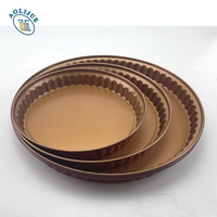 Sartén para tarta estriada de acero al carbono antiadherente, plato para tarta de manzana, bandeja para hornear, bandeja para hornear desmontable redonda de encaje