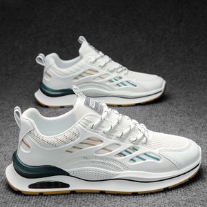 Chaussures de sport décontractées d'été pour hommes, respirantes en maille, polyvalentes, blanches, à semelle épaisse, à lacets, tendance - Product Image 2