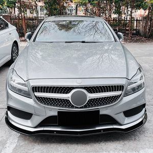 Mercedes-Benz Front Bumper Lip Splitter Piano Black Carbon Fiber Texture 2014-2017 ABS Material - Product Image 2