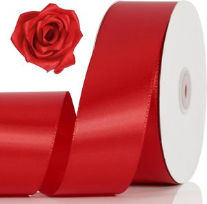 Cintas de Poliéster de Alta Resistencia de 4 cm, Rollo de 100 Yardas, 1.5 Pulgadas, Color Rosa, Satén de Doble Cara con Flores de Rosa Eterna - Product Image 1