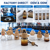 Désodorisant de voiture, fabrication directe OEM & ODM, flacon en verre dégradé givré avec bouchon en bois, logo personnalisé, emballage personnalisé longue durée