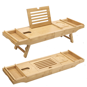 Bath Tub Tray Bathtub Tray Adjustable Expandable Bamboo Bathtub Caddy Bath Tub Tray With Wine Holder Cup