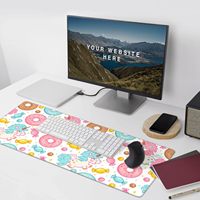 Tapis de bureau coloré beignet bonbons grand tapis de souris avec bord cousu Base en caoutchouc accessoires de bureau étendus