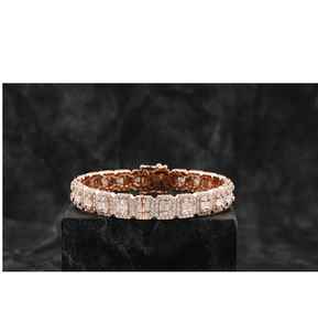 Elegant VVS Lab Grown Diamond Cuban Link Bracelet Round Brilliant Cut 14k Gold Plated Hip Hop Luxury Fashion Jewelry - Product Image 1
