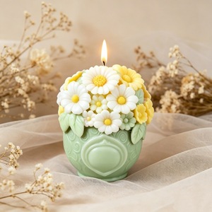 Tulip Heart Shaped Scented <b>Candle</b> Silicone <b>Mold</b> 3D Flower Basket Plaster Ornament Home Decoration <b>Mold</b> For DIY <b>Candle</b> Making - Product Image 1