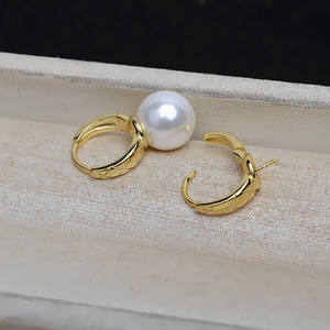 Pendientes de Plata S925 con Perlas de 8-10 mm, Accesorios de Joyería DIY con Superficie Lisa, Joyería de Plata Vacía-4808 - Product Image 5