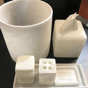 <span class=keywords><strong>In</strong></span> <span class=keywords><strong>resina</strong></span> Fatti A Mano L' Uso del Bagno Set Lozione Dispenser Spazzolino Da Denti titolare portasapone con marmo modello e aqua swirl pattern - Product Image 3
