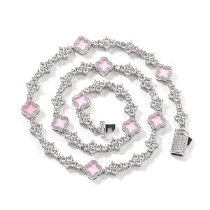 UWIN Blaue Kleeblatt Bling CZ Stern Tennis-Halskette 18K Vergoldet Iced Out Blumen-Kreuz Tennis-Kette Bunte Kleeblatt-Halskette - Product Image 4