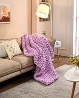 Couverture lestée en velours tricoté violet/vert, garnissage en PP, tricoté à la main, poids personnalisables (4kg-11kg), utilisation quatre saisons