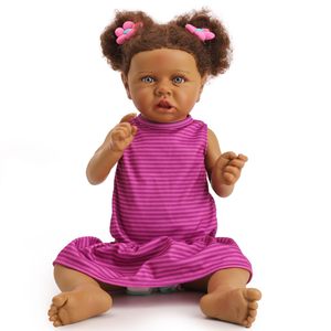 2026 Hot Selling 22 inch <b>Black</b> Skin African Curled Hair <b>Reborn</b> <b>Doll</b> Soft Vinyl Simulation Baby <b>Doll</b> Wholesale - Product Image 6