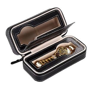Kotak Penyimpanan Jam Tangan Kulit PU Portabel 2 Slot dengan Ritsleting dan Personalisasi - Product Image 5