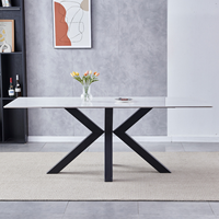 Table à manger en bois avec pieds de table renforcés pour supporter le plateau de table en céramique de marbre de pin recyclé de 12 mm pour la cuisine