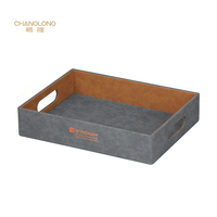 Plateau de service hôtelier décoratif en cuir PU fait main, écologique, qualité commerciale, pour chambre 5 étoiles