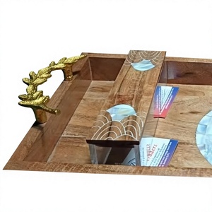 Luxury Ramadan Special Acrylic Jar Food Storage <b>Container</b> Wooden Lid Designer Wooden Inlay Tray for Fruits Date Celebration - Product Image 1
