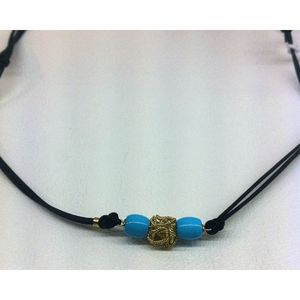 Collana girocollo Vintage alla moda placcata in oro con diamanti turchesi e perle a maglie di corda per feste religiose - Product Image 1