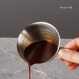 100ml Espresso tazza di misurazione con segni e beccuccio 304 acciaio inossidabile Espresso bicchierino in metallo per versare tazze di caffè in grani di pesatura - Product Image 4