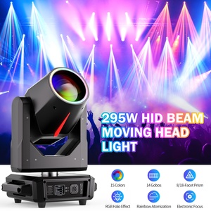 Faro mobile a testa mobile 295W 14R con striscia, doppi prismi, 15 Gobo, luci effetto DMX per matrimoni, concerti, club - Product Image 2