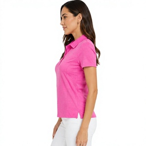 Polo de Manga Corta Rosa para Mujer, Color Sólido, Corte Regular, Estilo Casual de Punto - Product Image 5