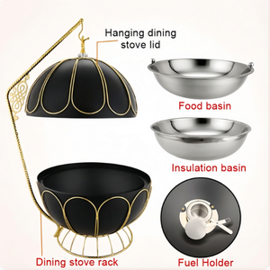 Plat <span class=keywords><strong>de</strong></span> service rond <span class=keywords><strong>de</strong></span> luxe doré 8L avec couvercle suspendu, forme boule blanche et dorée pour <span class=keywords><strong>buffet</strong></span> <span class=keywords><strong>de</strong></span> restaurant, hôtel, mariage, fête - Product Image 4