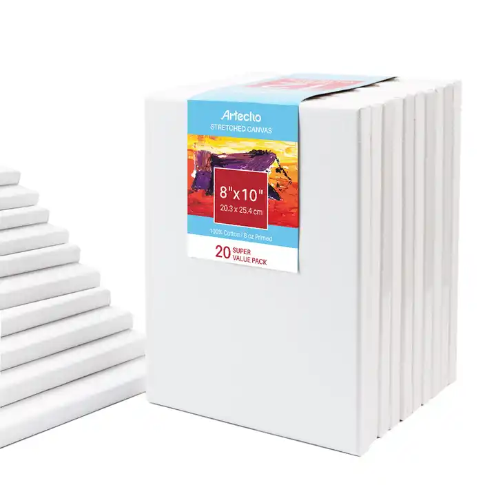 artecho stretched canvas 8x10''blank 20 pack