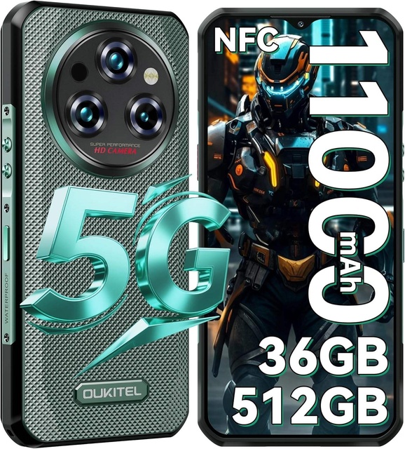 Oukitel Wp35 Pro 5g Rugged Phone 12gb+512gb 6.6 Inch Android 14 Mediatek Dimensity 6300 Octa Core 11000mah Nfc Otg 5g Smartphone