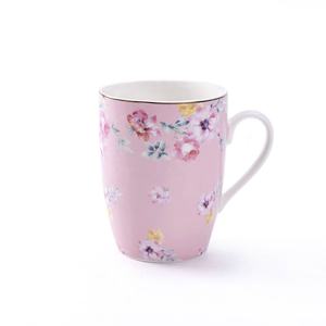 Недорогая керамическая кружка ODM с золотым ободом, розовая кружка для ресторана, кофе, свадебная керамика - Product Image 3