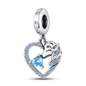 Breloque Lumineuse en Forme de Dauphin, <span class=keywords><strong>Tortue</strong></span>, Crabe, Bijou avec Zircon en Forme de Cœur, Accessoire Unisexe pour Bracelet DIY, Plaqué Argent - Product Image 6