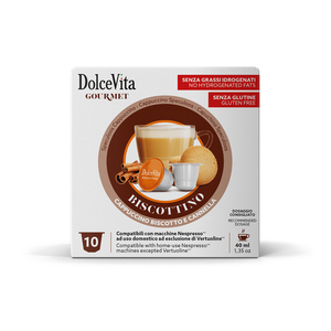 Dolce Vita Biscottino Confezione da 10 Capsule Compatibili Nespresso 0,12g/Capsula Cialde di Caffè Premium e K-Cups - Product Image 1