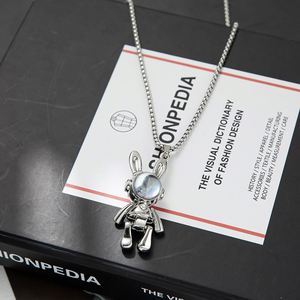 Collier pendentif robot lapin en acier inoxydable pour hommes et femmes, collier hip-hop design astronaute pour couple - Product Image 6