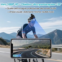 Cámara de Acción para Moto con WiFi, Estabilización Giroscópica, Grabación de 7 Horas, 1080P HD, Gran Angular de 120°, Resistente al Agua IP66, Micro SDXC, CMOS
