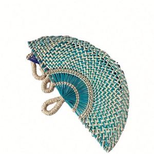 Ventilador de mano de paja tejida en oferta, abanico decorativo de junco marino natural para pared, sala de estar, porche, fondo o como colgante. - Product Image 1