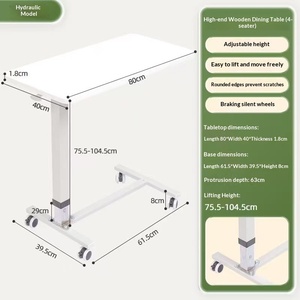 Mesa de Comedor Móvil para Pacientes, Mueble Médico a Precio de Fábrica, Mesa de Comedor Portátil de Madera para Hospital, para que los Pacientes Coman en la Cama - Product Image 3