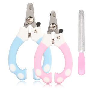 <b>Pet</b> Nail <b>Clipper</b> Set Stainless Steel With File <b>For</b> Dog Cat Grooming Pink Blue Small Large - Product Image 1