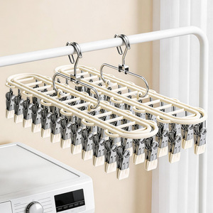 Multi <b>Clip</b> Stainless Steel Drying Rack With <b>Clips</b> For Socks Clothes Balcony Use Rectangle <b>Hook</b> Type - Product Image 1