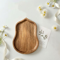 Plateau en bois d'acacia en forme de calebasse, plateau de rangement pour bijoux, plateau à fruits, plateau à thé et café, plateau à pain, plateau à fruits, plateau à bonbons et gâteaux