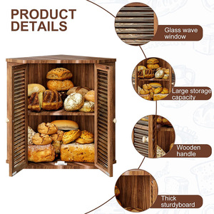 Boîte à pain en bois Smart Enjoyment à double étage, étagère d'angle pour comptoir de cuisine, pour collations et desserts - Product Image 4
