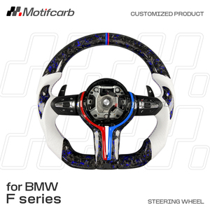 Volante de fibra de carbono forjado azul personalizado para BMW 330i 440i F10 F30 X3 X5 F15 F16 F18 M2 M3 M4 2010-2018, mejora del interior. - Product Image 2