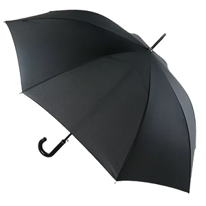 Parapluie droit classique noir imperméable de 23 pouces, 8 baleines, semi-automatique, pour cadeaux d'affaires, en tissu pongé 190T, avec poignée en caoutchouc - Product Image 3